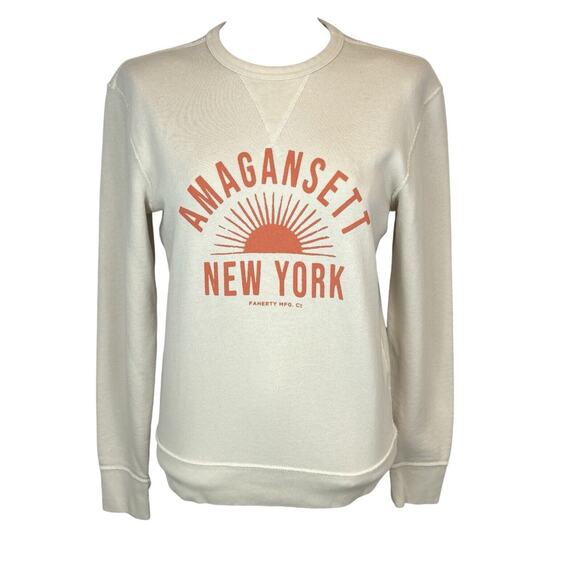 Faherty Sz XS French Terry Crewneck Amagansett Print Sweatshirt. Coastal Cream - Picture 1 of 12